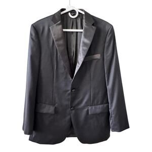 New INDOCHINO Men's Newbury Black Satin Peak Lapel Tuxedo Suit Jacket 42?